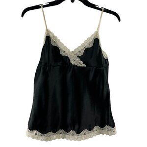 One Step Up Y2K Style Camisole Tank Top Black w/ Lace Trim Size Juniors Medium